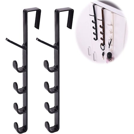 2-pakkaus seinälle kiinnitettävä naulakko, oven yli koukku, huokoseton ja helppo asentaa, voidaan käyttää (musta)
