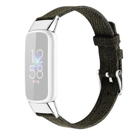 Fitbit Luxe klockarmband i canvas - Svartaktig Grön / Storlek: S