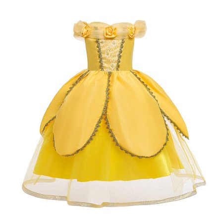Belle Prinsessa Halloween Puffig Kjol Barnklänning Skönheten och Odjuret Flicks Belle Prinsessdräkt