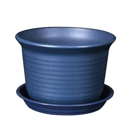 Fargerike Plantepotter i Plast, Tykkere Resin Blomsterpotte Planteskolepotte Hageplantepotter Blomsterpotte med Pall Medium (Blå)