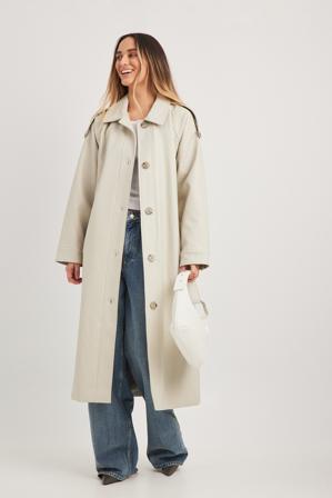 NA-KD Trench en similicuir effet serpent - Trenchcoats - Beige - EU 36