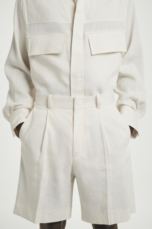 Homme Bermuda De Costume En Lin Mélangé in Beige