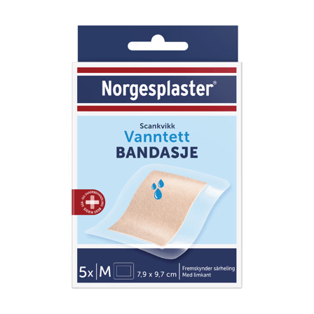 Norgesplaster Scankvikk vanntett bandasje, 7.9 cm x 9.7 cm, 5 stk.