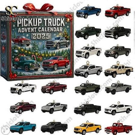 Adventskalender för Pickup Truck - Julgransdekoration, Akrylhänge, Samlarprydnad för Fordon
