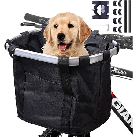 Cykelkurv, Aftagelig Kurv til Styret, Forreste Canvas Kurv til Cykel, Bæretaske til Kæledyr, Aluminium Legering til Mountainbike, Picnic, Shopping