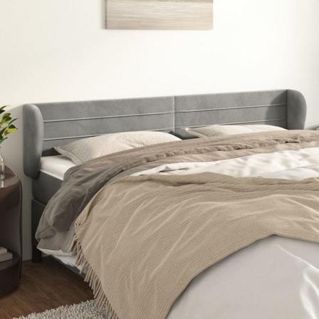 Vidaxl Huvudgavel Med Kanter Ljusgrå 163x23x78/88 Cm Sammet Grå