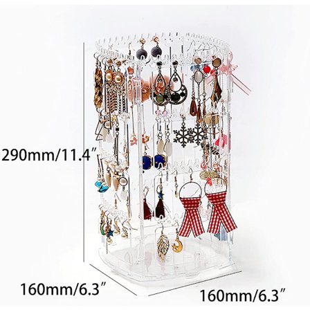 Korujen järjestäjä, 360 asteen kiertävä korvakoruteline ja korujen näyttöhylly, 4 tasoa