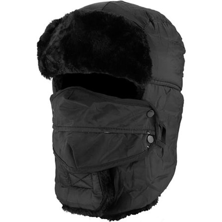Pehmustettu lentäjän hattu - Musta tuulenpitävällä maskilla, unisex-talviratsastaja