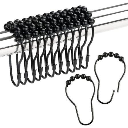 Duschdraperi-krokar, rostfria metallduschdraperi-ringar