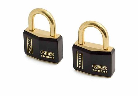 ABUS HENGELÅS T84MB/40 SORT NAUTIC I MESSING TWIN