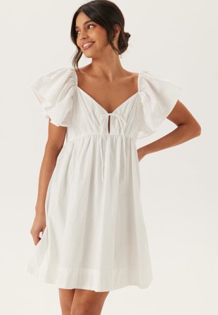 Bubbleroom Occasion - Tie Back Frill Short Dress - White - Kläder