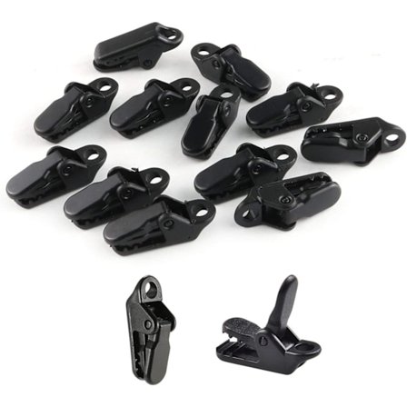 100-pak Små Udendørs Camping Markise Punkt Krog Telte Vindbrud Klemme Plastik Krokodille Klip 33x10x13mm, Sort