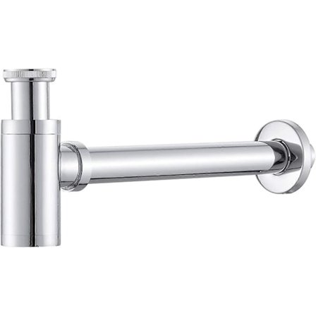 1.5" Rund Mässing Vattenlås för Badrum Justerbar Luktsäker Avloppsrör för Badrumshandfat Silver