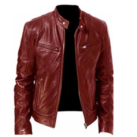 Svart/brun/khaki/röd skinnjacka Mjuk casual Fritidskläder Kappa för kontor i sovrummet