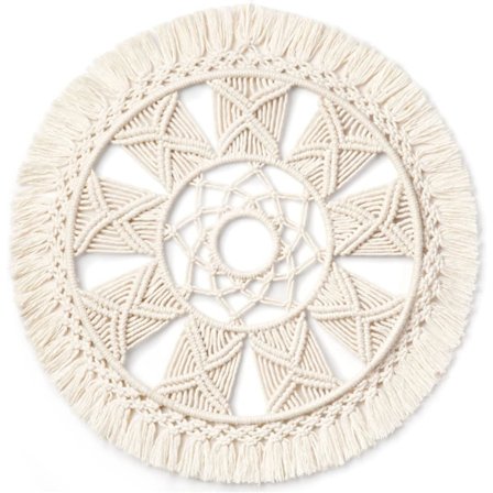 Macrame väggdekoration vävd gobeläng väggkonst krans Boho Chic Ho