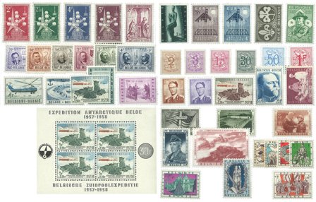 Belgien - Komplet årgang 1957 - Postfrisk