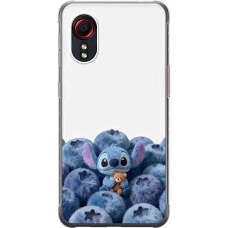 Kompatibelt Mobildeksel til Samsung Samsung Galaxy Xcover 5 Søt blå karakter blant blåbær med bamse i mykt og lekent illustrasjon