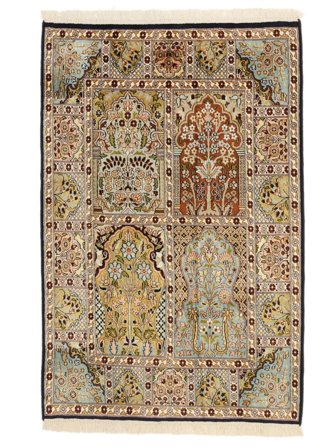 Håndknyttet Kashmir Pure Silke Tæppe 81X121 Brun/Orange