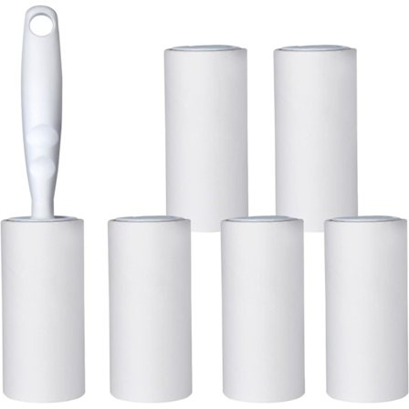 Lintvalsar 6 påfyllningar Full 1 handtag med 5 extra klibbiga luddvalsar Set för kläder, soffa, säng och matta