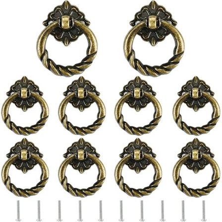 10 stk. Vintage Håndtag Gamle Dørskabsknopper, Messing Vintage Dørhåndtag, til Kommodeskuffe Antikt Skab med Skruer