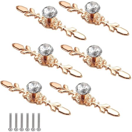 Diamant Dörrknopp 6 Stycken 116mm Guld Kristall Dörrknoppar Möbler