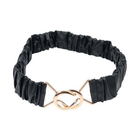 Complement Bälte 5 Cm Elastiskt I Imitationsläder Med Guldspänne Skärp Dam Svart S/M