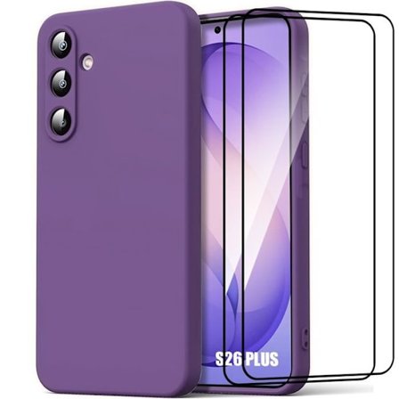 Silikone Cover - BOOLING - til Samsung Galaxy S26 Plus - Ridsebestandig Mørk Lilla - 2 Glas