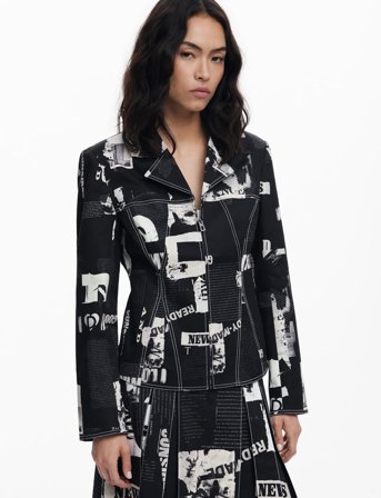 Desigual Blazer Newspaper Bl - Black - XS