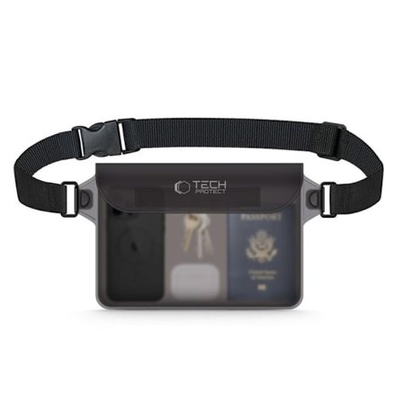 Tech-Protect Universala Vattentät Mobilväska 10 Inch - Svart/Clear