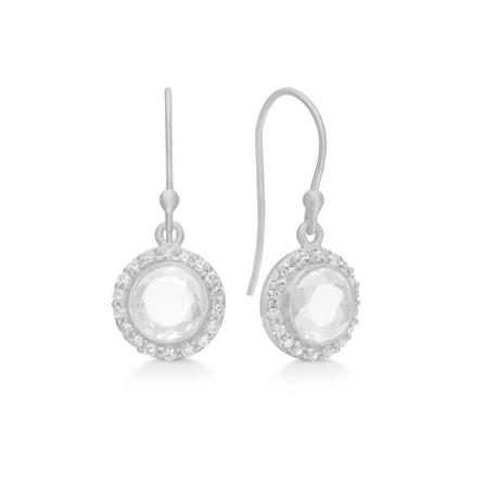 Frk. Lisberg, Daisy Earrings Clear Quartz Silver Grijs, Dames, Maat:ONE Size