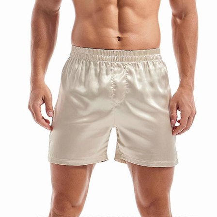 Herre Casual Undertøj Soveshorts Satin Boksershorts Silke Glatte Pyjamasshorts Mand Ensfarvet Hjemme Sovetøj Yoga Sports Underbukser