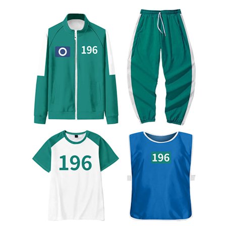 Squid Game 3-personers Cosplay Kostume Træningsdragt Komplet Beklædningssæt