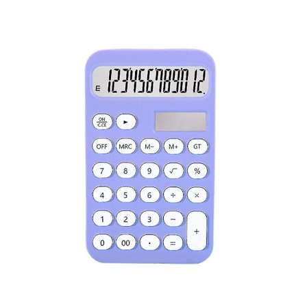 Vakiolaskin 12 numeroa, suuri LCD-näyttö ja pyöreät painikkeet, karkkiväri