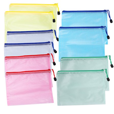 10-pack A5 Mesh Ficka med Dragkedja Dokumentorganisatör Kontorsmaterial