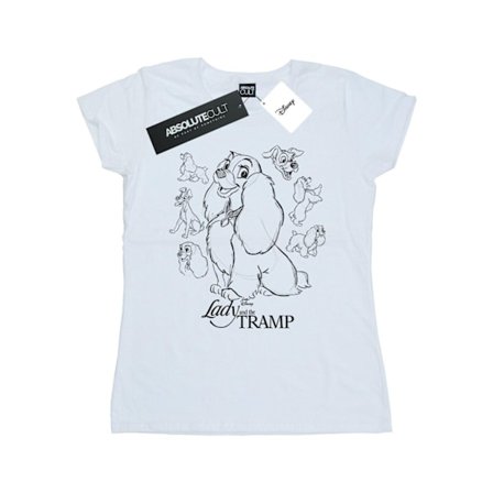 Disney Dam/Kvinnor Lady Och Lufsen Collage Sketch Bomull T-shirt