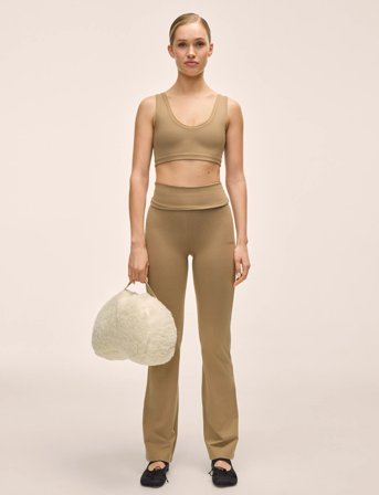 Casall Sublime Folded Flare Pants - Beige - XL