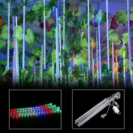 Meteorskurre Regn 8 Rør 30cm LED Lyslenke Julelys
