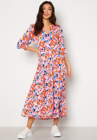 YAS Alira 3/4 Long Dress Soft Pink AOP:Vio P Klær
