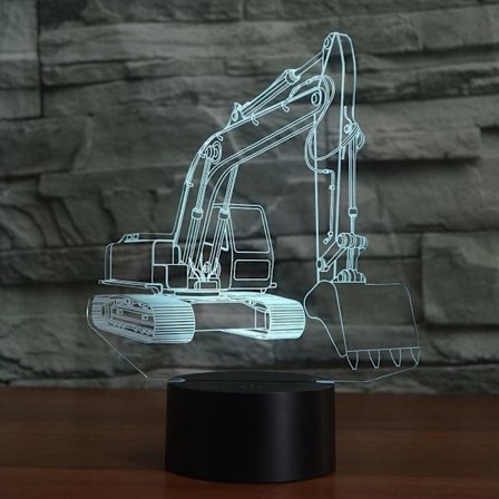 3D Optical Illusion Grävmaskin Färgglad ljuseffekt Touch