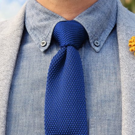 Royal Blue Knitted Tie for Men - Skinny ties