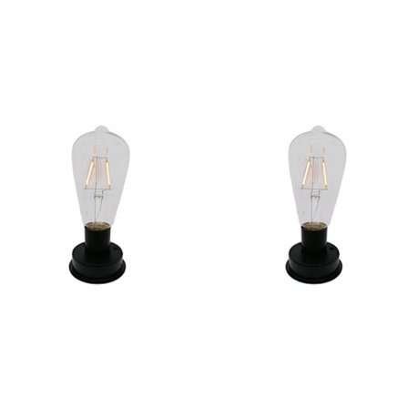 2 stk. Solcelle LED Tungsten Filament Pære Lampe 2800K Sensorlys Automatisk Hække Natlys til Have (7cm)