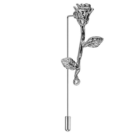 Broche argentée en forme de rose pour hommes - Broches en forme de fleur
