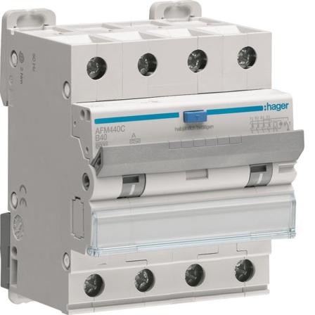 Hager AFM440C Jordfeilautomat 4-polet, karakteristikk B 40 A, Stikkontakter & kabler