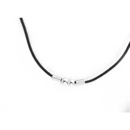 Halsband Av Svart Cord med Metallkulor