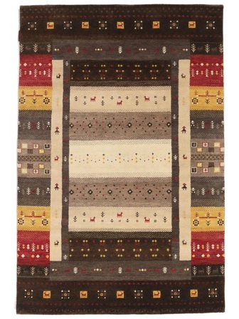 Tapis Gabbeh Loribaft 118X181 Noir/Marron (Laine, Inde)