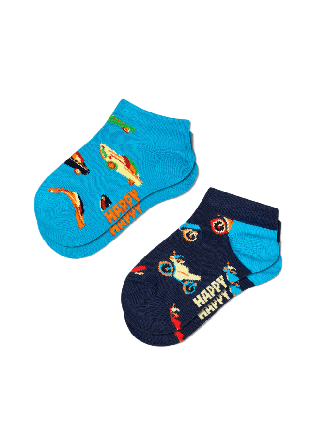 Happy Socks Kids 2-Pack Car Low Strumpor Unisex Blå 7-9Y