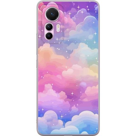 Kompatibelt Mobildeksel til Xiaomi 12 Lite Søt enhjørning med regnbuefarget hår mot en stjernebelagt pastellbakgrunn i kawaii-stil