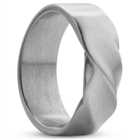 Anello Evan Brody in acciaio intrecciato opaco per uomini - Anelli in acciaio