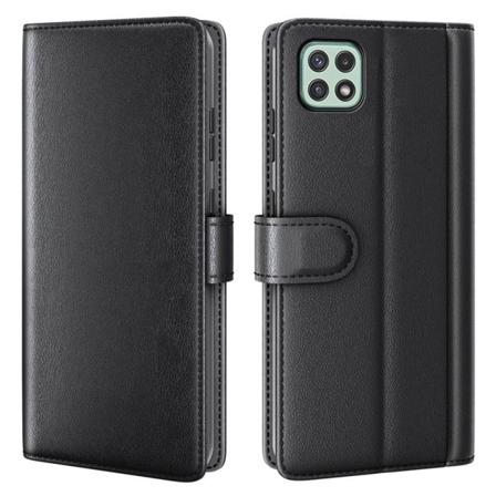 Aito nahkakotelo luottokorttipaikoilla Samsung Galaxy A22 5G - Musta Black
