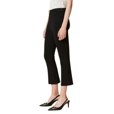 Twinset, Wide Trousers Zwart, Dames, Maat:L